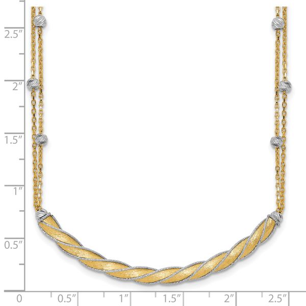 Leslie's 14K Two-tone Polished/Satin/Dia-cut Bar w/2in ext. Necklace - Image 5