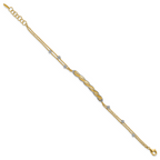 Leslie's 14K Two-tone Polish/Satin/Dia-cut Fancy Bar w/1in ext. Bracelet - Image 2