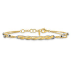 Leslie's 14K Two-tone Polish/Satin/Dia-cut Fancy Bar w/1in ext. Bracelet - Image 3