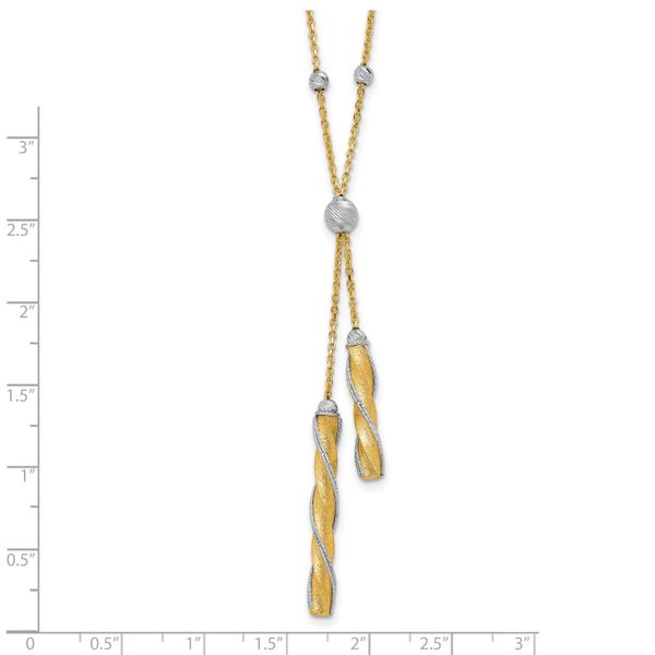 Leslie's 14K Two-tone Polished/Satin/Dia-cut Fancy with 2in ext. Necklace - Image 5