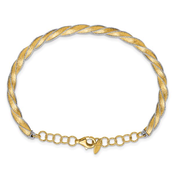 Leslie's 14K Two-tone Polished/Satin/Dia-cut Fancy Adjustable Bangle - Image 2