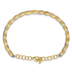 Leslie's 14K Two-tone Polished/Satin/Dia-cut Fancy Adjustable Bangle - Image 2