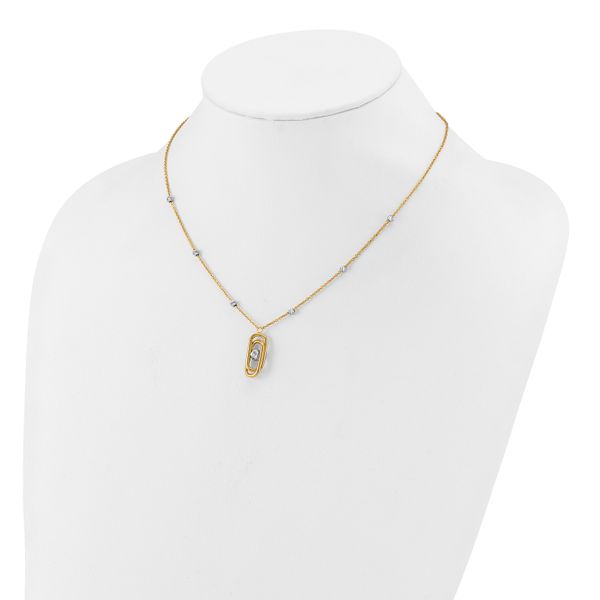 Leslie's 14K Two-tone Polished and Dia-cut Fancy with 2in ext. Necklace - Image 3