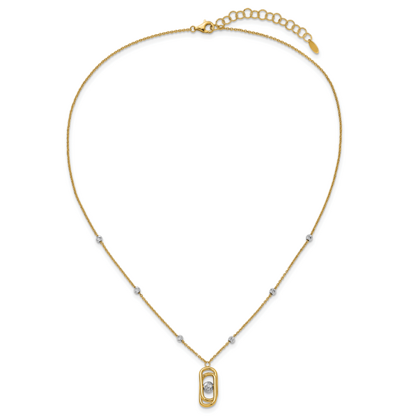 Leslie's 14K Two-tone Polished and Dia-cut Fancy with 2in ext. Necklace - Image 4