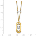 Leslie's 14K Two-tone Polished and Dia-cut Fancy with 2in ext. Necklace - Image 5