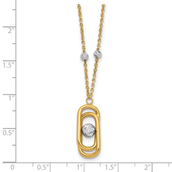Leslie's 14K Two-tone Polished and Dia-cut Fancy with 2in ext. Necklace - Image 5