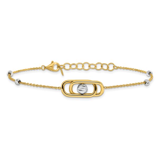 Leslie's 14K Two-tone Polished / Dia-cut Fancy with 1in ext. Bracelet - Image 3