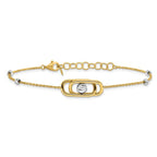 Leslie's 14K Two-tone Polished / Dia-cut Fancy with 1in ext. Bracelet - Image 3