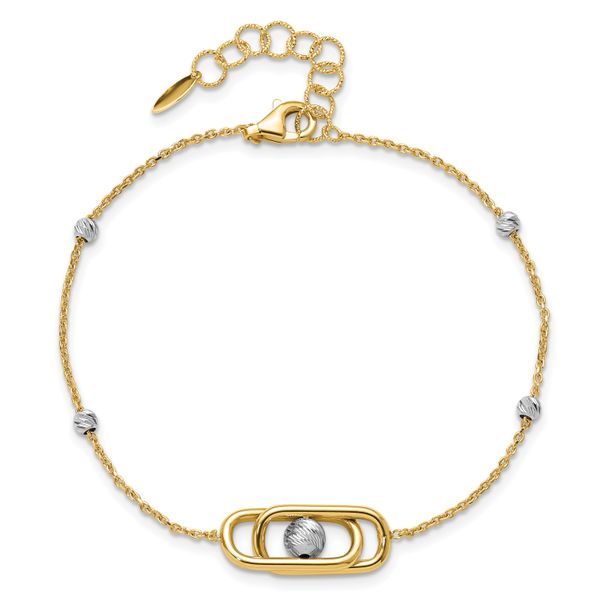 Leslie's 14K Two-tone Polished / Dia-cut Fancy with 1in ext. Bracelet - Image 4