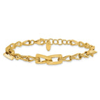 Leslie's 14K Polished and Satin Fancy Link with 1in ext. Bracelet - Image 3