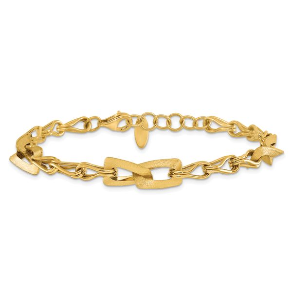 Leslie's 14K Polished and Satin Fancy Link with 1in ext. Bracelet - Image 3