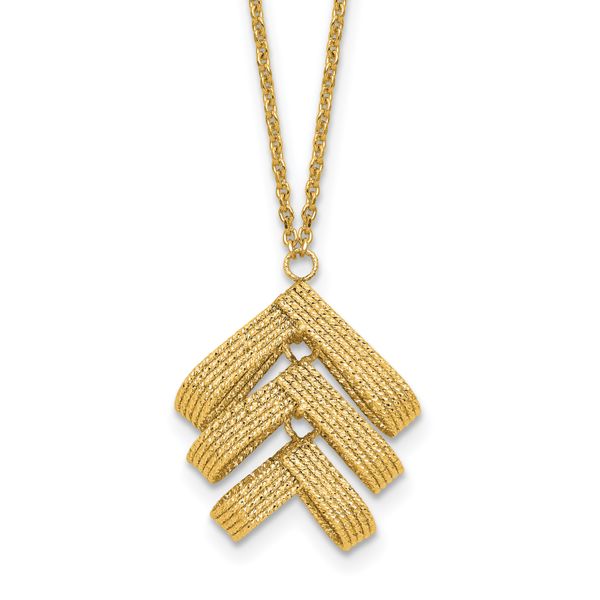 Leslie's 14K Polished and Textured Fancy with 2in ext. Necklace