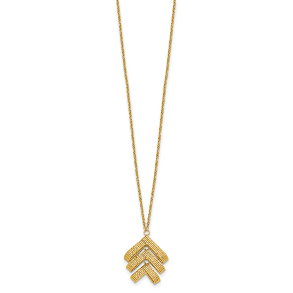 Leslie's 14K Polished and Textured Fancy with 2in ext. Necklace - Image 2