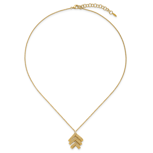 Leslie's 14K Polished and Textured Fancy with 2in ext. Necklace - Image 4