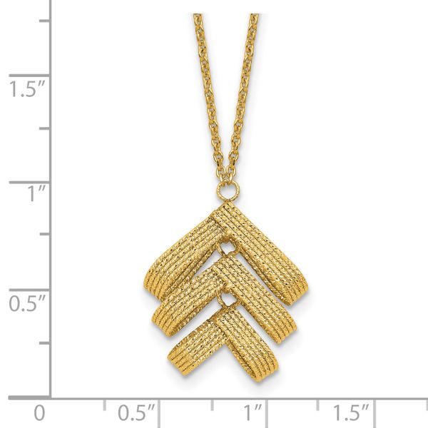 Leslie's 14K Polished and Textured Fancy with 2in ext. Necklace - Image 5