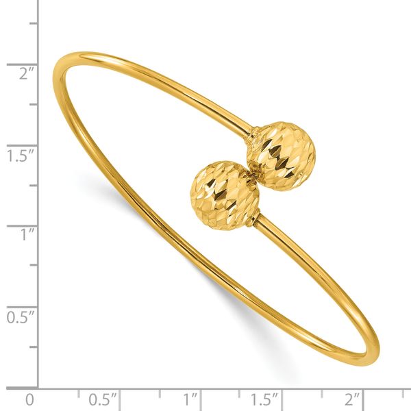 14K Polished and Diamond-cut Bypass Cuff Bangle - Image 3