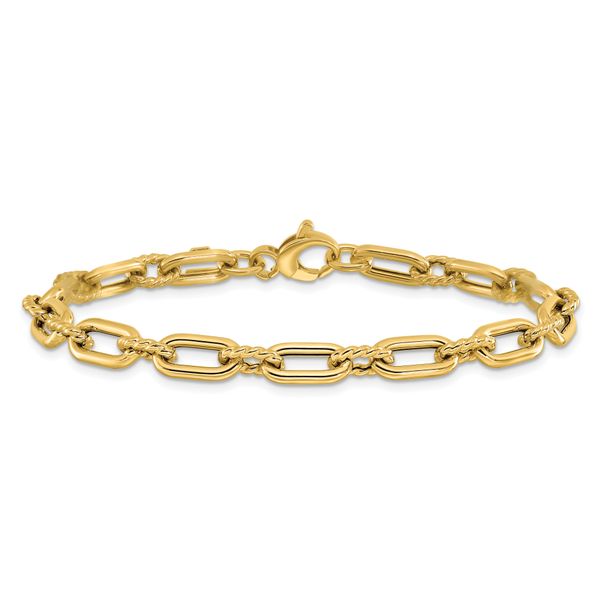 Leslie's 14K Polished & Textured Fancy Link Bracelet - Image 3