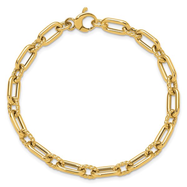Leslie's 14K Polished & Textured Fancy Link Bracelet - Image 4