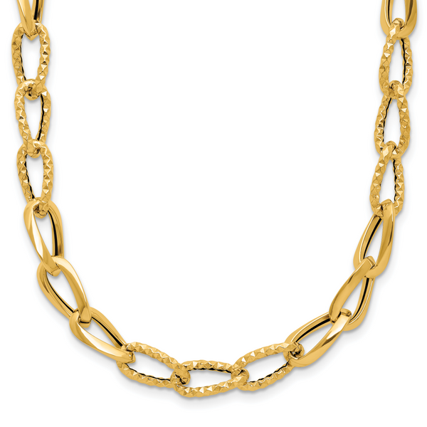 Leslie's 14K Polished and Diamond-cut Fancy Link Necklace