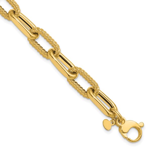 Leslie's 14K Polished and Textured Fancy Link Bracelet