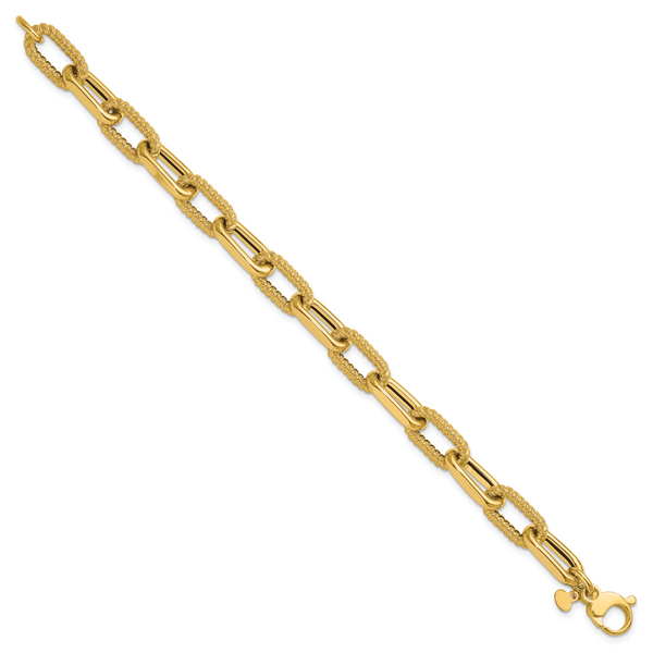 Leslie's 14K Polished and Textured Fancy Link Bracelet - Image 2