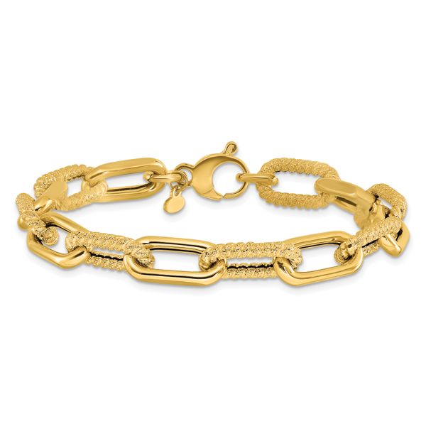 Leslie's 14K Polished and Textured Fancy Link Bracelet - Image 3