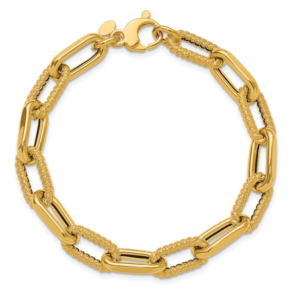 Leslie's 14K Polished and Textured Fancy Link Bracelet - Image 4