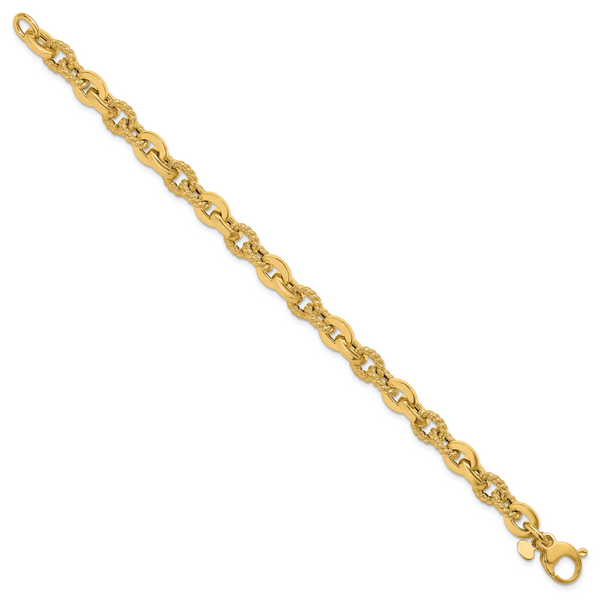 Leslie's 14K Polished and Textured Fancy Link Bracelet - Image 2