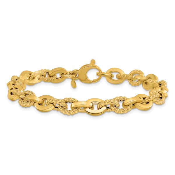 Leslie's 14K Polished and Textured Fancy Link Bracelet - Image 3