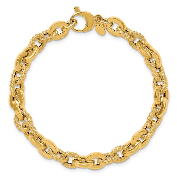 Leslie's 14K Polished and Textured Fancy Link Bracelet - Image 4