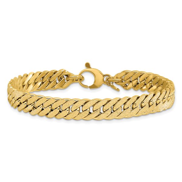 Leslie's 14K Polished and Satin Reversible Fancy Curb Bracelet - Image 3