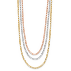 Leslie's 14K Tri-color Polished 3-Strand Link Necklace - Image 2
