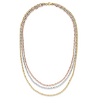 Leslie's 14K Tri-color Polished 3-Strand Link Necklace - Image 4