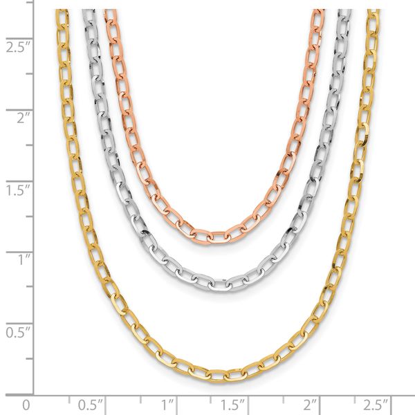 Leslie's 14K Tri-color Polished 3-Strand Link Necklace - Image 5