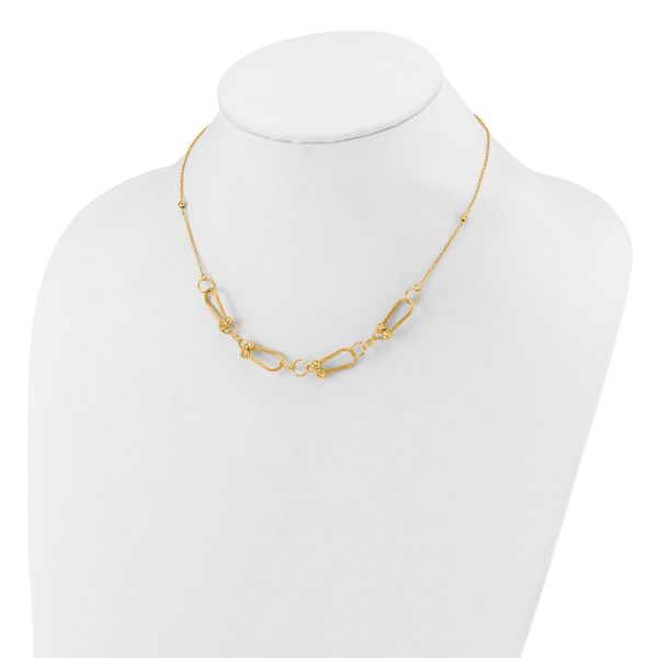 Leslie's 14K Polished/Textured/Dia-cut Fancy Link with 2in ext. Necklace - Image 3