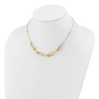 Leslie's 14K Polished/Textured/Dia-cut Fancy Link with 2in ext. Necklace - Image 3