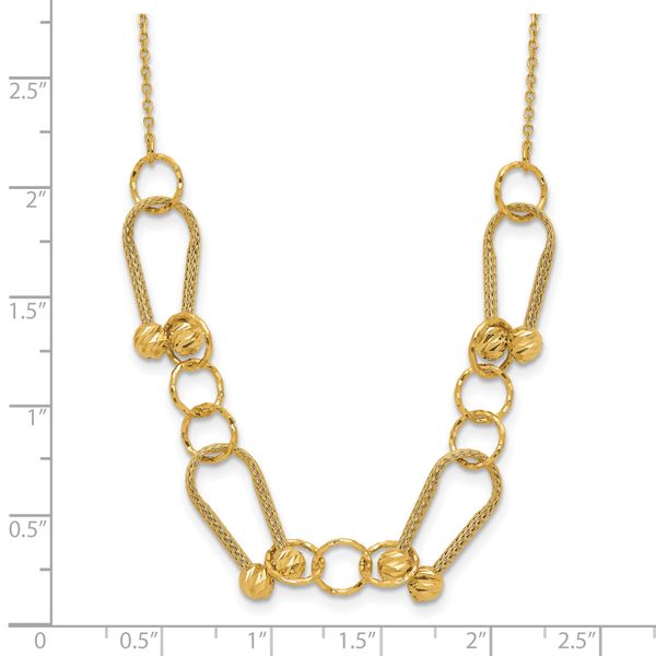 Leslie's 14K Polished/Textured/Dia-cut Fancy Link with 2in ext. Necklace - Image 5