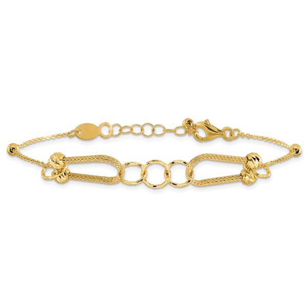 Leslie's 14K Polished and Diamond-cut Fancy Link with 1in ext. Bracelet - Image 3