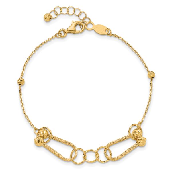 Leslie's 14K Polished and Diamond-cut Fancy Link with 1in ext. Bracelet - Image 4