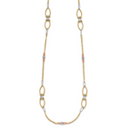 Leslie's 14K Tri-color Polish/Textured/Dia-cut Fancy w/1.5in ext. Necklace - Image 2
