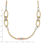 Leslie's 14K Tri-color Polish/Textured/Dia-cut Fancy w/1.5in ext. Necklace - Image 5