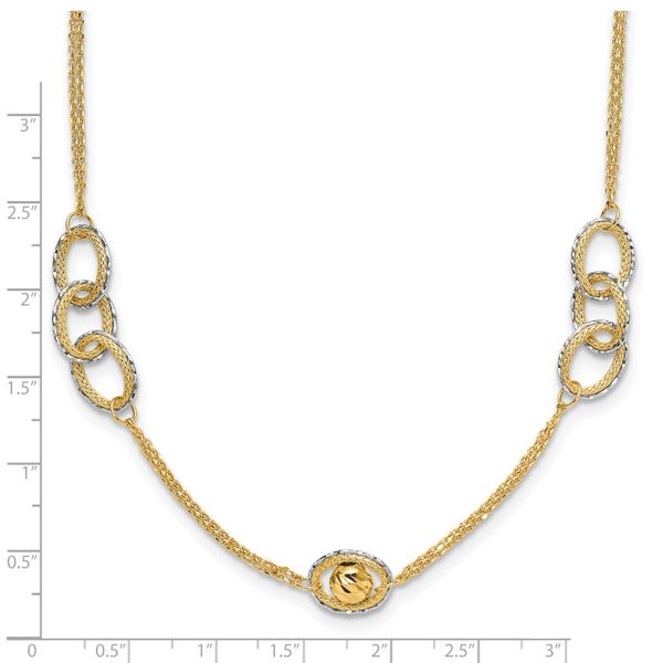 Leslie's 14K Two-tone Polish/Textured/Dia-cut Fancy w/1in ext. Necklace - Image 5