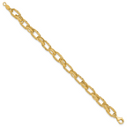 14K Polished/Textured/Diamond-cut Fancy Link Bracelet - Image 2