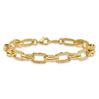 14K Polished/Textured/Diamond-cut Fancy Link Bracelet - Image 3