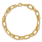 14K Polished/Textured/Diamond-cut Fancy Link Bracelet - Image 4