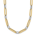 Leslie's 14K w/White Rhodium Polished and Textured Fancy Link Necklace