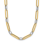 Leslie's 14K w/White Rhodium Polished and Textured Fancy Link Necklace
