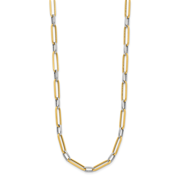 Leslie's 14K w/White Rhodium Polished and Textured Fancy Link Necklace - Image 2