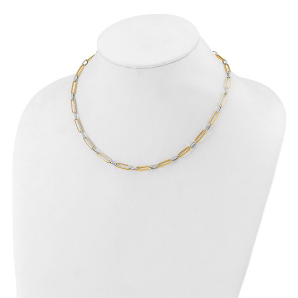 Leslie's 14K w/White Rhodium Polished and Textured Fancy Link Necklace - Image 3