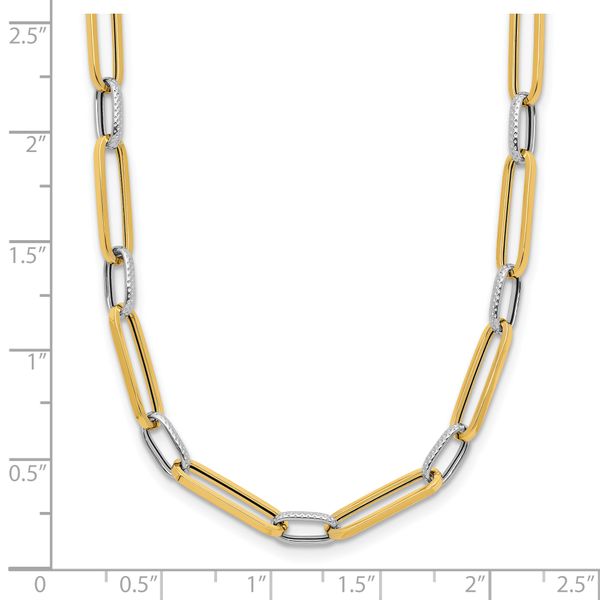 Leslie's 14K w/White Rhodium Polished and Textured Fancy Link Necklace - Image 5